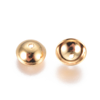 Czapeczki do koralików stal szlachetna 6 mm 10 szt kolor złoty