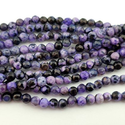 Agate fire purple ball faceted 4 mm 30 pcs