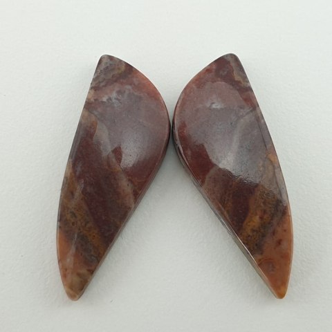 Jasper coconut pair of cabochons 2.9x1.1 cm no 7
