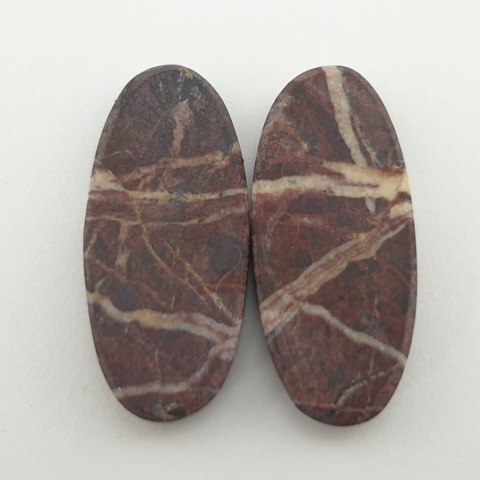 Coconut jasper pair of cabochons 3.1x1.4 cm no. 6 Coconut jasper pair of cabochons 3.1x1.4 cm no. 6