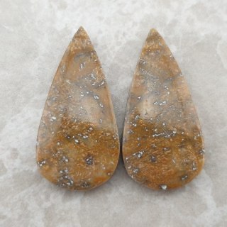 Honey dendrite opal pair of cabochons 28x14 mm no 3