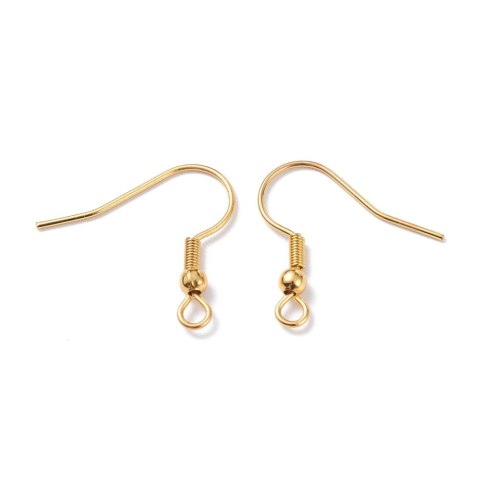 Surgical steel earwires 20x20 mm 10 pcs gold plated Surgical steel earwires 20x20 mm 10 pcs gold plated