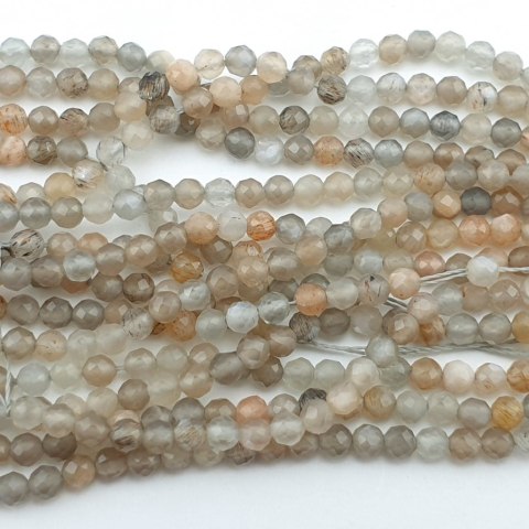Sunstone faceted ball 3 mm string Sunstone faceted ball 3 mm string