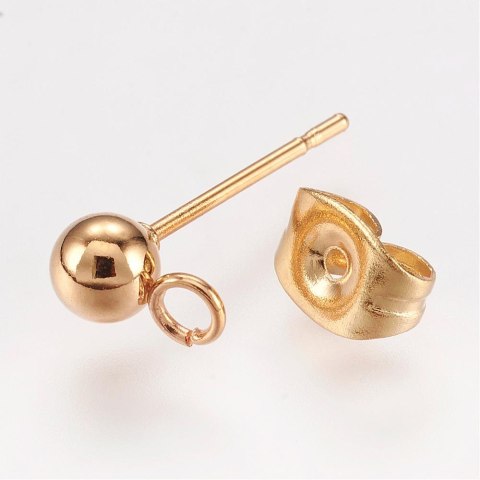 Pins beads stainless steel 4 mm 4 pcs gold plated Pins beads stainless steel 4 mm 4 pcs gold plated
