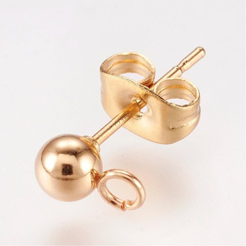 Pins beads stainless steel 4 mm 4 pcs gold plated Pins beads stainless steel 4 mm 4 pcs gold plated