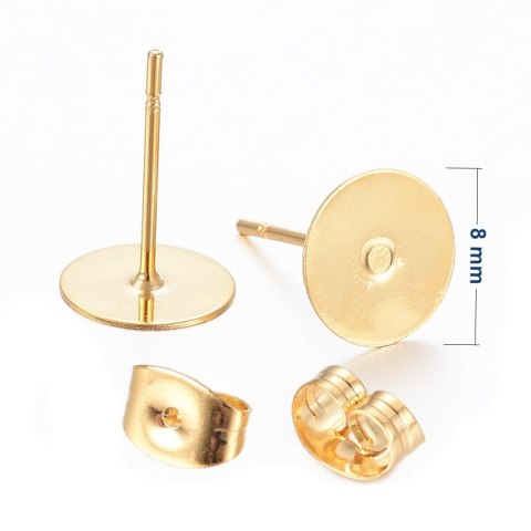 Pins surgical steel 8 mm 4 pcs gold plated Pins surgical steel 8 mm 4 pcs gold plated