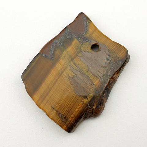 Tiger's eye slice with hole 35x30 mm No 19 Tiger's eye slice with hole 35x30 mm No 19