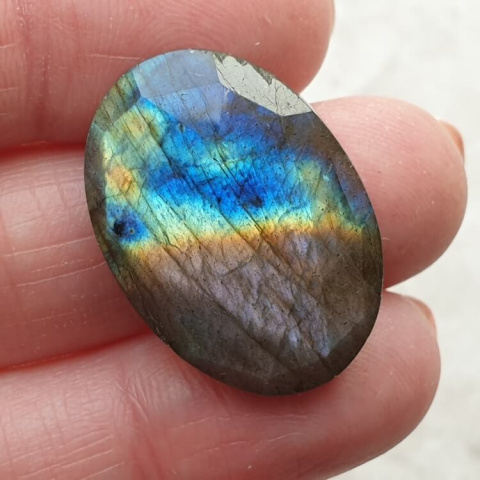 Labradorite faceted cabochon 26x19 mm no 77 Labradorite faceted cabochon 26x19 mm no 77