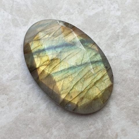 Labradorite faceted cabochon 32x21 mm no 75 Labradorite faceted cabochon 32x21 mm no 75