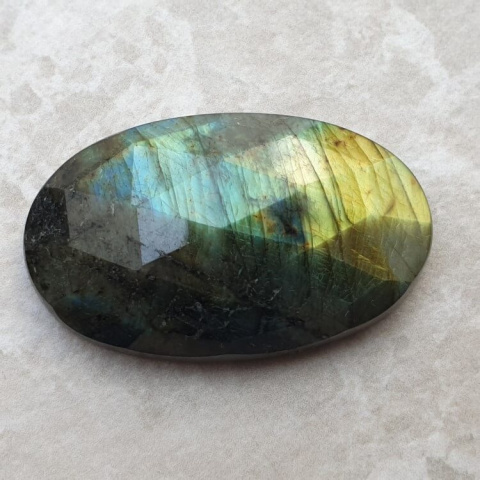 Labradorite faceted cabochon 34x21 mm no 53 Labradorite faceted cabochon 34x21 mm no 53