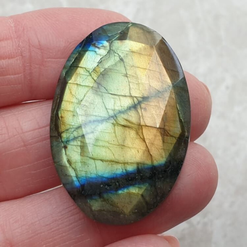 Labradorite faceted cabochon 36x25 mm no 112 Labradorite faceted cabochon 36x25 mm no 112