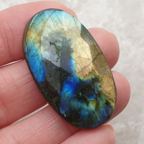Labradorite faceted cabochon 39x22 mm no 94 Labradorite faceted cabochon 39x22 mm no 94