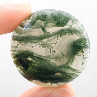 Moss agate cabochon fi 35x mm no. 149