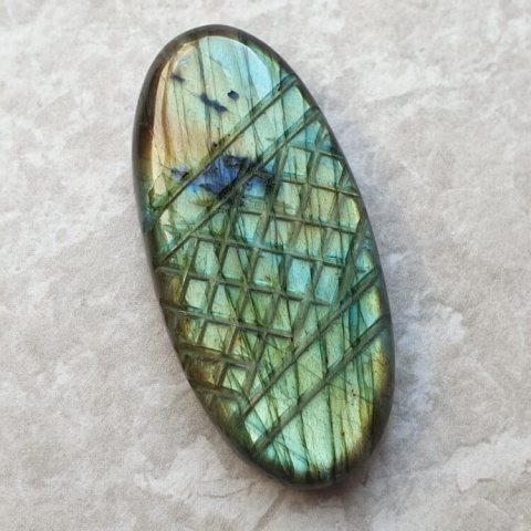Labradorite cabochon carved 42x20 mm no 103