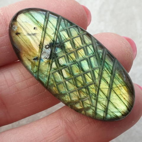 Labradorite cabochon carved 42x20 mm no 103