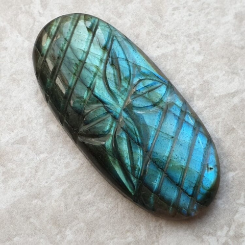 Labradorite cabochon carved 44x21 mm no 100 Labradorite cabochon carved 44x21 mm no 100