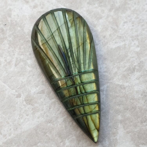 Labradorite cabochon carved 48x21 mm no 99 Labradorite cabochon carved 48x21 mm no 99