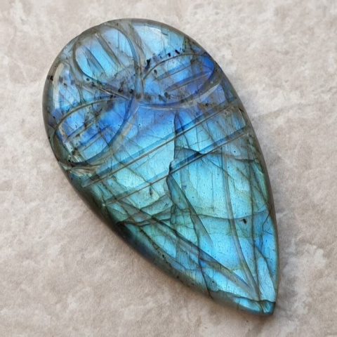 Labradorite cabochon carved 48x27 mm no 98 Labradorite cabochon carved 48x27 mm no 98