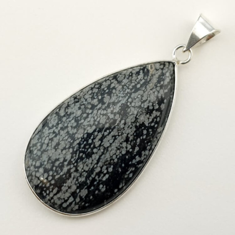 Snow obsidian pendant 46x26 mm no 8