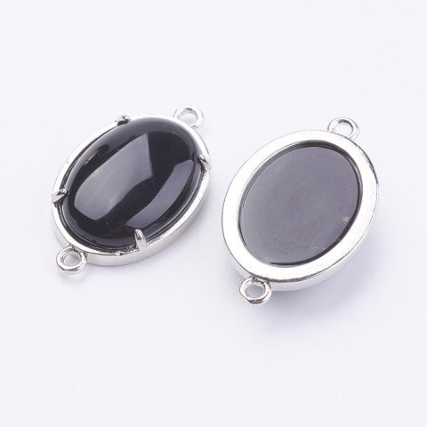 Onyx black agate link 25x15 mm 1 pcs Onyx black agate link 25x15 mm 1 pcs