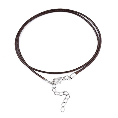 Sznurek woskowany z zapięciem 1,5 mm 45+5 cm brązowy Sznurek woskowany z zapięciem 1,5 mm 45+5 cm brązowy