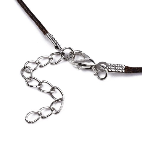 Sznurek woskowany z zapięciem 1,5 mm 45+5 cm brązowy Sznurek woskowany z zapięciem 1,5 mm 45+5 cm brązowy