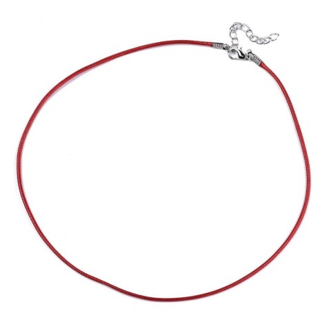 Sznurek woskowany z zapięciem 1,5 mm 45+5 cm czerwony Sznurek woskowany z zapięciem 1,5 mm 45+5 cm czerwony