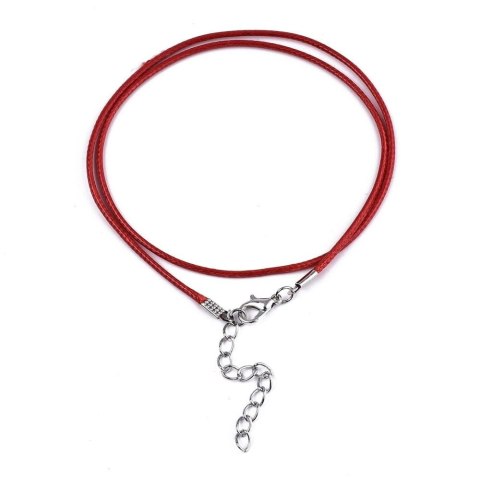 Sznurek woskowany z zapięciem 1,5 mm 45+5 cm czerwony Sznurek woskowany z zapięciem 1,5 mm 45+5 cm czerwony