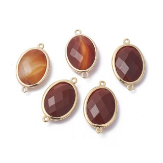 Carnelian faceted link 26x15 mm 1 pc