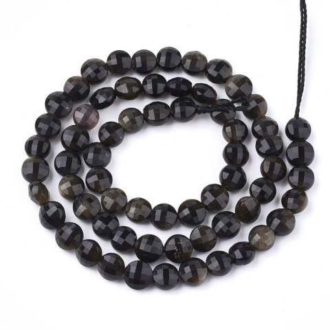 Obsidian gold coin faceted 6-6.5 mm 10 pcs. Obsidian gold coin faceted 6-6.5 mm 10 pcs.