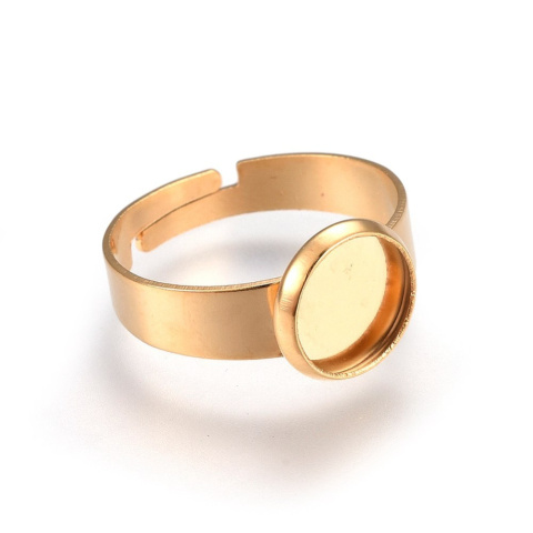 Ring cabochon setting 8 mm 1 piece gold colour Ring cabochon setting 8 mm 1 piece gold colour
