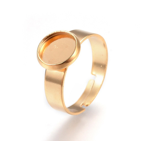 Ring cabochon setting 8 mm 1 piece gold colour Ring cabochon setting 8 mm 1 piece gold colour