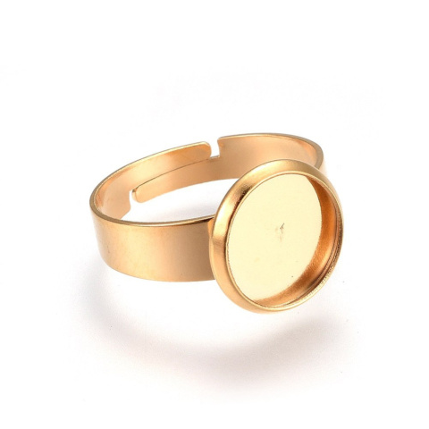 Ring cabochon setting 10 mm 1 piece gold colour Ring cabochon setting 10 mm 1 piece gold colour