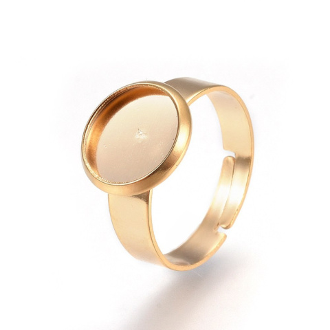 Ring cabochon setting 10 mm 1 piece gold colour Ring cabochon setting 10 mm 1 piece gold colour