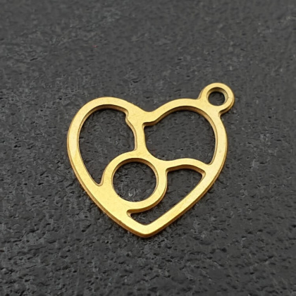 Bull pendant surgical steel gold plated 14 mm