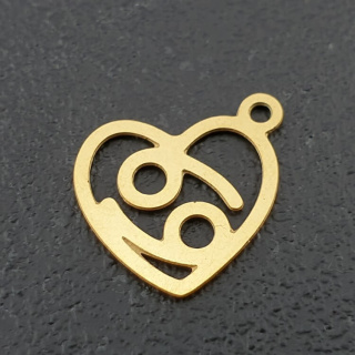Cancer pendant surgical steel gold plated 14 mm