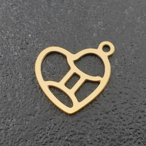 Pendant Gemini stainless steel gold plated 14 mm Pendant Gemini stainless steel gold plated 14 mm