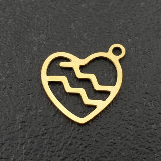 Pendant Aquarius surgical steel gold-plated 14 mm