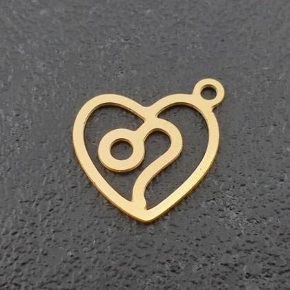Lion pendant surgical steel gold plated 14 mm