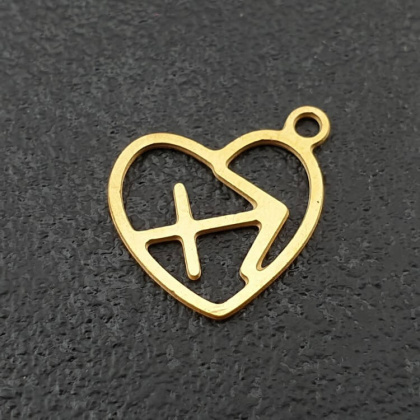 Sagittarius pendant surgical steel gold plated 14 mm