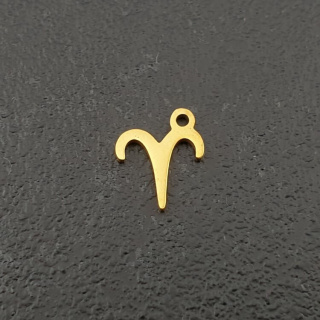 Aries pendant in surgical steel, gold 10.5 mm