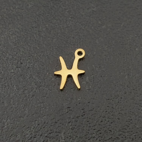 Pisces pendant in stainless steel, gold 10.5 mm Pisces pendant in stainless steel, gold 10.5 mm