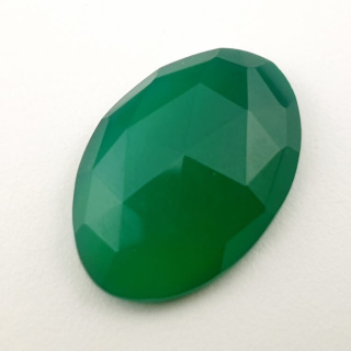 Green onyx faceted cabochon 26x18 mm no 25