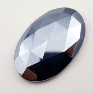 Precious shungite faceted cabochon 32x20 mm no. 38