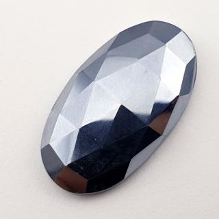 Precious shungite faceted cabochon 33x18 mm no 19