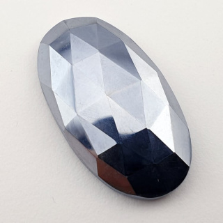 Precious shungite faceted cabochon 33x18 mm no 19