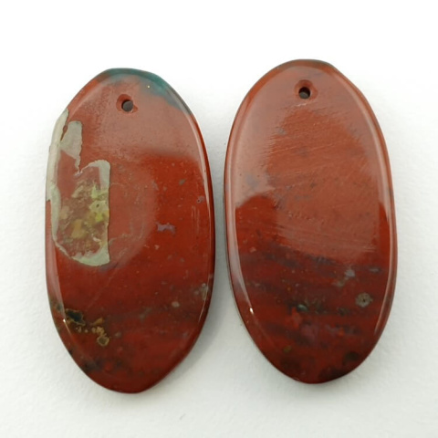 Heliotrope pair of cabochons with hole 28x15 mm no P6 Heliotrope pair of cabochons with hole 28x15 mm no P6