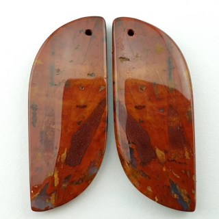 Bloodstone pair of cabochons with hole 39x16 mm no P5