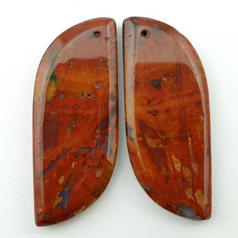 Bloodstone pair of cabochons with hole 39x16 mm no P5 Bloodstone pair of cabochons with hole 39x16 mm no P5