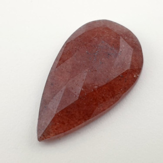 Strawberry quartz faceted cabochon 31x18 mm no 12